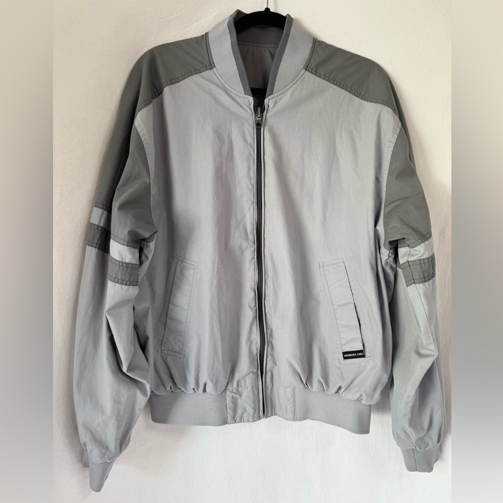 Reversible Members Only Gray Bomber Jacket